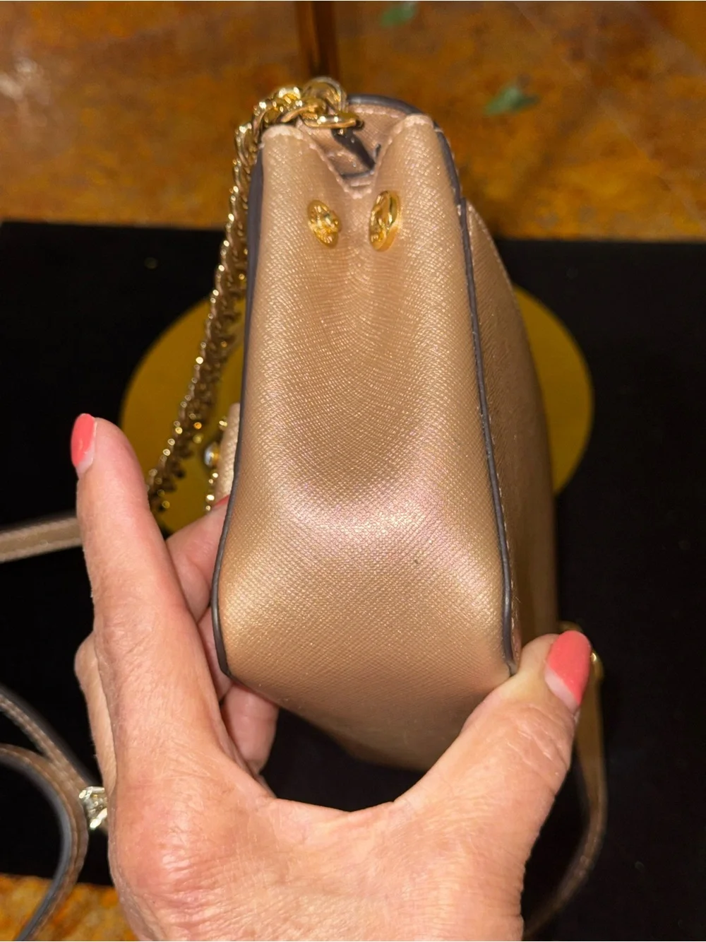 Michael Kors Tina Small Metallic Leather Clutch Crossbody